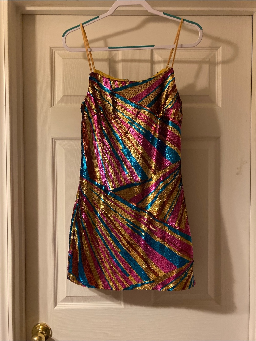 Fashion Nova Multicolor Sequin Mini Dress - Pink, Gold & Blue